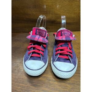 Converse All Star Fold Down Plaid Sneaker Shoe Women 5 Juniors Retro Academia